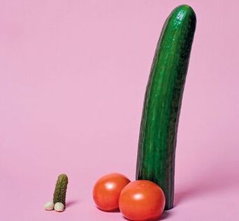 small and enlarged penis using the example of vegetables
